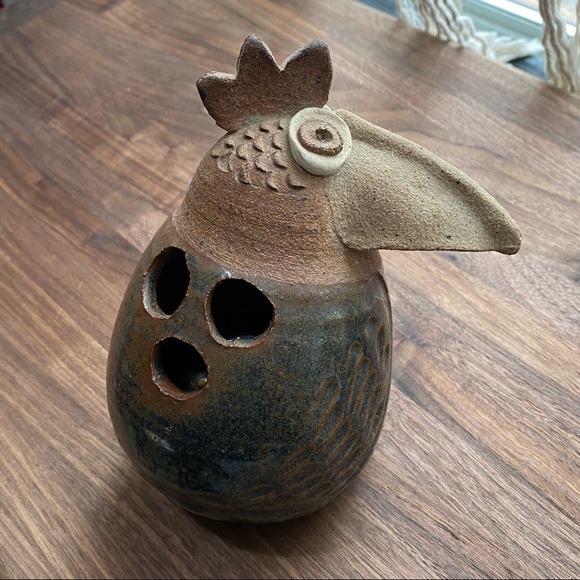 Unique Clay Pottery Bird Sculpture Figurine Toothbrush Holder - Picture 1 of 12